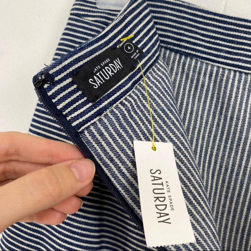 NWT Kate Spade Saturday Layover Skirt in Railroad Stripes Pencil Skirt - Picture 5 of 11